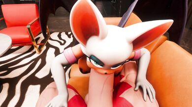 'Sucking a massive dick until it releases a massive cumshot on Rouge's face'