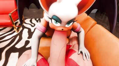 'Sucking a massive dick until it releases a massive cumshot on Rouge's face'