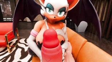 'Sucking a massive dick until it releases a massive cumshot on Rouge's face'