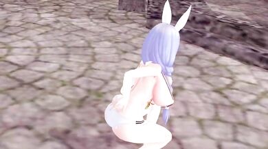 'In a Small Mini Garden, Haniwa's Tiny Bonsai Erodes into an Orgy of MMD Animation and Painful Cumshots'