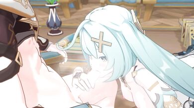 "Asuna Yuuki, the Queen of Faruzan Island, gets intimate with Genshin Impact."