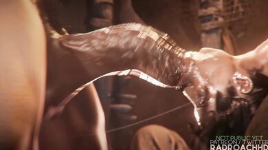 Watch Lara Croft get pounded by a massive penis in this intense PMV scene!