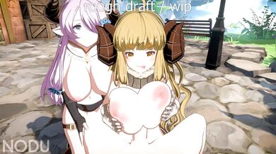 "Busty Asian MILF Anila gets a titfuck from her son-in-law, with his big cock poking out of her cleavage. (SFW)"