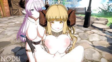 "Busty Asian MILF Anila gets a titfuck from her son-in-law, with his big cock poking out of her cleavage. (SFW)"