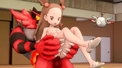 "Jasmine is carried and f*cked by Incineroar, in a devilishly hot hentai porn."