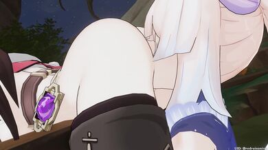 'Kokomi gets caught having a wild sex with Red in the rainforest [RedRainSFM]'
