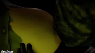 'Jill Valentine gets her massive boob sucked by a horny monster in this hot and steamy hentai video!'