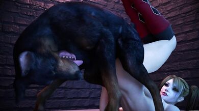 'Harley Quinn gets banged by a dog while dressed as Suicide Squad's Deadshot'