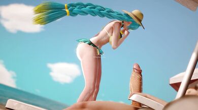 Vivio gets fucked hard by Annette Summer at the beach bash.