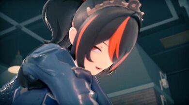 "Asian babe gets her tight pussy fucked by a big black cock in front of the camera."