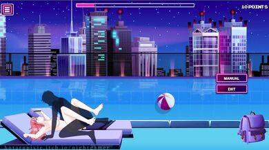 "Sexy swimmers indulge in sultry water sports."