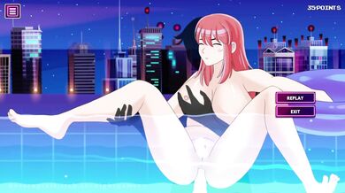 "Sexy swimmers indulge in sultry water sports."