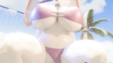Watch hot babe Vanilla sunbathing on the beach while a handsome man with a mole tries to seduce her!
