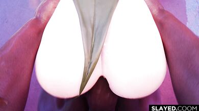 'MILF Mistress Cammy, with her perfect K-hole and resounding moans, gets completely SLAVED by the horny cockmongers at Slayed.com!'