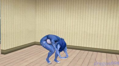 'Busty blonde Krystal does a sexy Cammy stretch while naked in the bedroom'