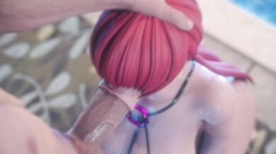 "Porn-star Shermie takes on a faceful of white cock while getting fucked in the ass by BouquetMan, no warmup needed!"