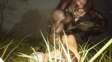 'The Mystical Creature: The Mighty Minotaur Engages in a Sensual Encounter with the Expectant Elven Maiden'