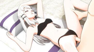 "Luscious Lysithea Basking on the Beach with a Sexy Swimsuit, But Her Exhausted Vagina Can Only Take So Much!"