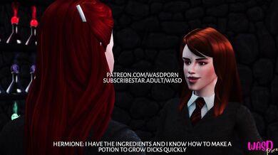"Hermione and Ginny had a night of passionate fun after taking a magical potion to grow big dicks."