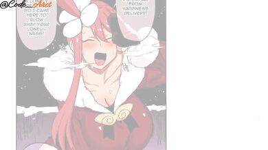 'Skyla's Delivery - The sexy Pokémon trainer gets double penetrated and creamed in Spanish style.'