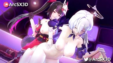 "Moments of Passion with Hanabi, Sparkle and their Futanari Lovers on a Romantic Starry Night"