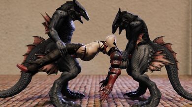 'Splendid Seduction: Ivy gets Spitroasted by Lizardmen'