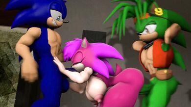 "Dominatrix Sonia punishes Sonic for his naughty behavior by fucking him against the wall, leaving him begging for more."