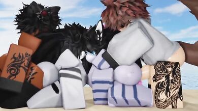 "Sexy sunbathers enjoy a steamy afternoon on the beach!"