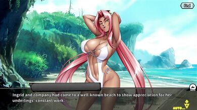 "One-on-one with the Hentai Beach Empress: Ingrid, as she explores her hidden desires in Taimanin RPGX English."