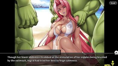"One-on-one with the Hentai Beach Empress: Ingrid, as she explores her hidden desires in Taimanin RPGX English."