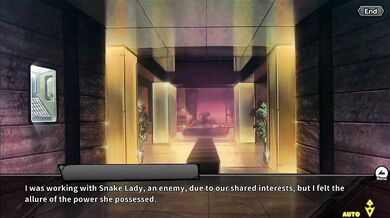 "A seductive lady and a snake, unite to create an erotic story in Taimanin RPGX English."