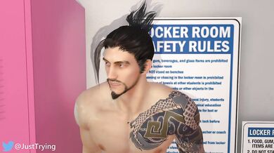 'Bare-Assed Bandit Peeks at Nude Muscle Woman in Locker Room'