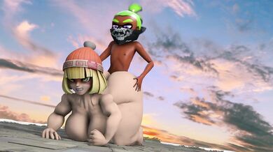 'Inkling Boy and Min Min engage in a passionate fuckfest while dressed as Super Smash Brothers characters'