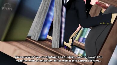 "Lustful Librarian: Akiha's Secret Desires Revealed in the Stacks"