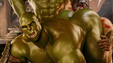 Watch as the God of War, Kratos, is power fucked by a pair of Orc beasts in this steamy hentai PORN video!