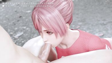 'One-on-one with Honoka! She's on her knees, taking Alley's cock in her mouth while he fucks her throat. No sound, just pure pleasure!'