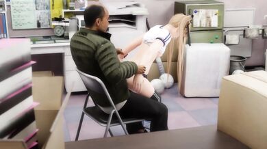 "Busty blonde babe Marie Rose loves getting fucked hard on her huge tits while she sucks on a giant dildo in the HMV store!"