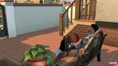 'Tempting the Neighbor on the Porch'