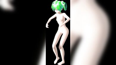 "Naughty Nights with Virtual Idol: Hatsune Miku's Dirty Dance in Green Lighting"