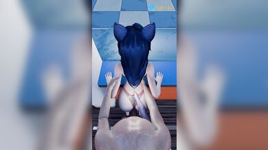 'Sexy Ahri in a bikini gets doggy style from behind!'