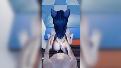 'Sexy Ahri in a bikini gets doggy style from behind!'