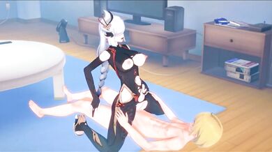 'Manuel Duarte gets his Genshin Impact Shenhe fixed by a hot mechanic in the garage, things get steamy.'