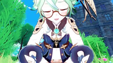 "Chris takes Sweet Genshin on a wild ride as she milks his cock with her cowgirl position!"