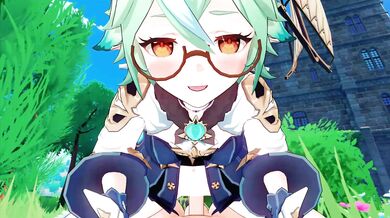 "Chris takes Sweet Genshin on a wild ride as she milks his cock with her cowgirl position!"