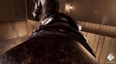 "Being swallowed whole by a giant horse while being voraciously eaten out from behind, in first person perspective."