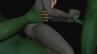 'Curvy busty teen girl gets it on with two mighty monsters'