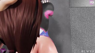 Two sexy women get personal training from a handsome male trainer, leading to steamy hot sex between them and their instructor in the gym showers.