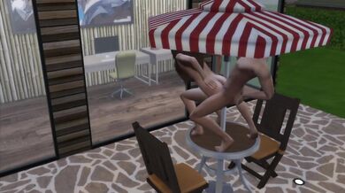 'Outdoor Hentai: Lola Fucked on the Umbrella Table'