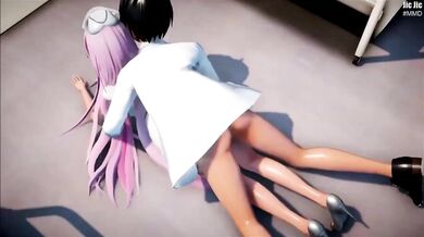 'Megurine Luka and Her Twin Sister Jic Jic Engage in a Sensual Lesbian Love Affair'