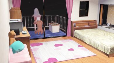 'The balcony and the view above: a young lady's fingers are her window to pleasure'